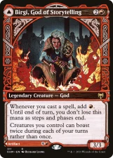 Birgi, God of Storytelling // Harnfel, Horn of Bounty card image